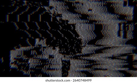 Colorful Glitch Screen Effect Background. Abstract Digital Pixel Dots Noise Glitch Error. VHS CRT Overlay Effect. Video Damage Overlay Background. Vector Illustration.