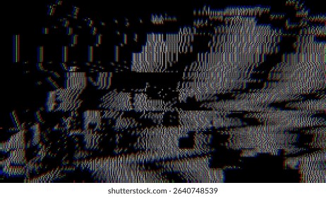Colorful Glitch Screen Effect Background. Abstract Digital Pixel Dots Noise Glitch Error. VHS CRT Overlay Effect. Video Damage Overlay Background. Vector Illustration.
