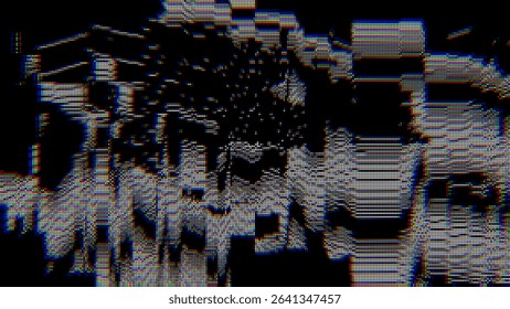 Colorful Glitch Screen Effect Background. Abstract Digital Pixel Dots Noise Glitch Error. VHS CRT Overlay Effect. Video Damage Overlay Background. Vector Illustration.