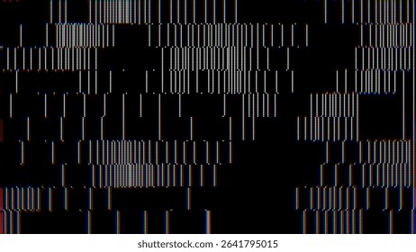 Colorful Glitch Screen Effect Background. Abstract Digital Pixel Dots Noise Glitch Error. VHS CRT Overlay Effect. Video Damage Overlay Background. Vector Illustration.