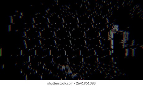 Colorful Glitch Screen Effect Background. Abstract Digital Pixel Dots Noise Glitch Error. VHS CRT Overlay Effect. Video Damage Overlay Background. Vector Illustration.