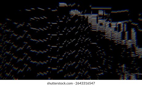 Fondo colorido del efecto de la pantalla del fallo. Abstractas Digital Pixel Dots Error de fallo de ruido. Efecto de superposición de VHS CRT. Video Fondo de superposición de daños. Ilustración vectorial.