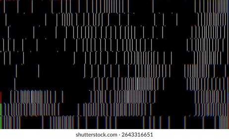 Colorful Glitch Screen Effect Background. Abstract Digital Pixel Dots Noise Glitch Error. VHS CRT Overlay Effect. Video Damage Overlay Background. Vector Illustration.