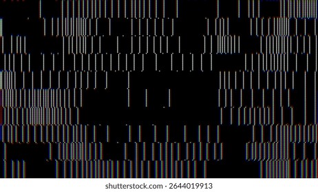 Colorful Glitch Screen Effect Background. Abstract Digital Pixel Dots Noise Glitch Error. VHS CRT Overlay Effect. Video Damage Overlay Background. Vector Illustration.
