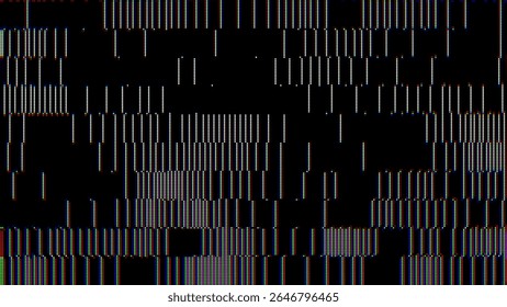 Colorful Glitch Screen Effect Background. Abstract Digital Pixel Dots Noise Glitch Error. VHS CRT Overlay Effect. Video Damage Overlay Background. Vector Illustration.