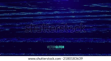 Colorful Glitch Screen Effect Background. Abstract Digital Pixel Dots Noise Glitch Error. Overlay Texture Effect Illustration. Modern Sci-Fi Game Vector Background.