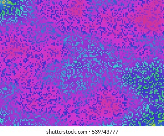 Colorful glitched background. Contemporary abstract vector illustration. Collapsing data in a radiant cyberspace. Corrupted pixel image structure. Aesthetic of a signal error. Element of design.