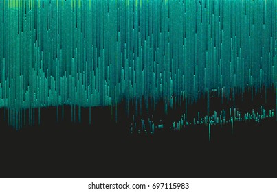 Colorful glitched background. Modern abstract generative illustration made of vector pixel mosaic. Distorted image processing. Random digital signal error. Collapsing array of data. Element of design.