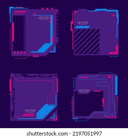 Colorful glitchy background set. Vector illustration