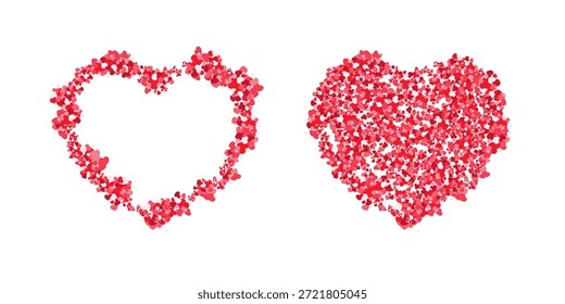 Colorful glitter heart shape set isolated on background. Design for Valentines and Love Poster