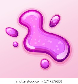 Colorful glitter slime blob vector illustration. Girly goo stain on pink background. Fun game for kids.