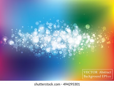 Colorful glitter sparkles rays lights bokeh Festive Christmas Elegant abstract background. Vector background. 