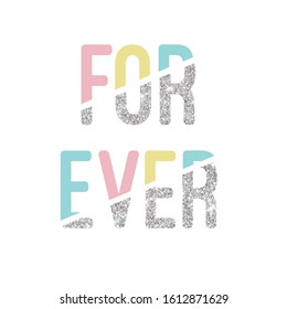 colorful glitter text line white girl tee illustration art vector