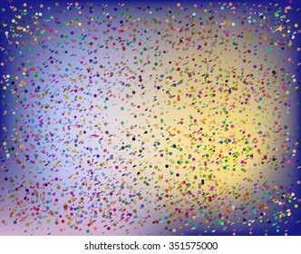 Colorful glitter texture on a mottled background. Bright explosion of confetti. Grainy abstract texture on a color background.