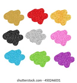 Colorful glittering blobs. Vector illustration, isolated design elements. Sparkling blots