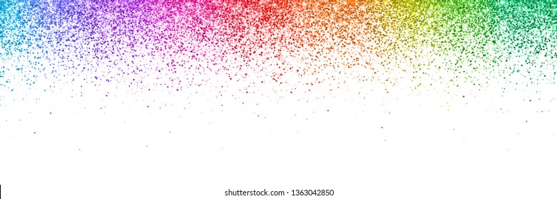 Colorful glittering confetti on white background, wide horizontal orientation. Vector