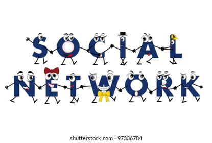 colorful Global Social Network characters, vector