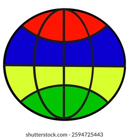 Colorful globe icon. Multicolor world map. Abstract Earth vector. Modern design shape. EPS 10.