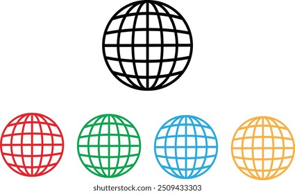 Colorful globe icon set in different colors . Planet icon vector