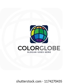 Colorful globe icon vector. flat style design isolated on white background