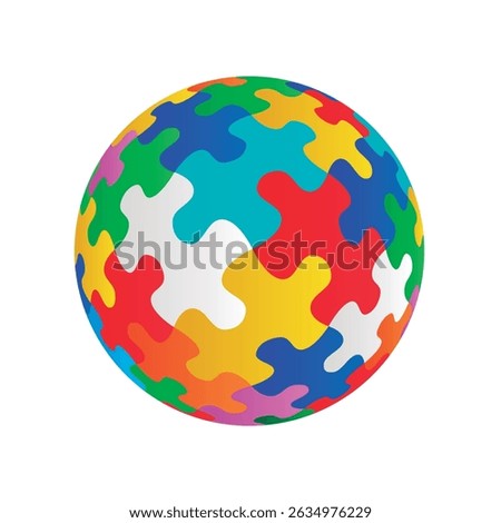 Colorful globe puzzle stock vector isolated on white background.