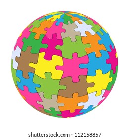 Colorful globe puzzle vector background