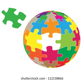 Colorful globe puzzle vector background