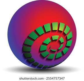 colorful globe with spiral pattern	