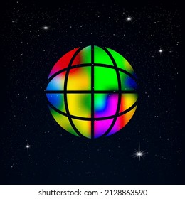 colorful globe with starry design vcetor illustration.