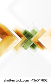 Colorful glossy arrow shapes. Abstract background. Vector web brochure, internet flyer, wallpaper or cover poster design. Geometric style, colorful realistic glossy arrow shapes with copyspace