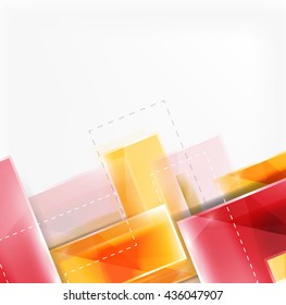 Colorful glossy arrow shapes. Abstract background. Vector web brochure, internet flyer, wallpaper or cover poster design. Geometric style, colorful realistic glossy arrow shapes with copyspace