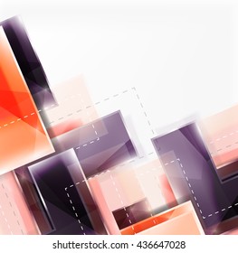 Colorful glossy arrow shapes. Abstract background. Vector web brochure, internet flyer, wallpaper or cover poster design. Geometric style, colorful realistic glossy arrow shapes with copyspace