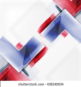 Colorful glossy arrow shapes. Abstract background. Vector web brochure, internet flyer, wallpaper or cover poster design. Geometric style, colorful realistic glossy arrow shapes with copyspace
