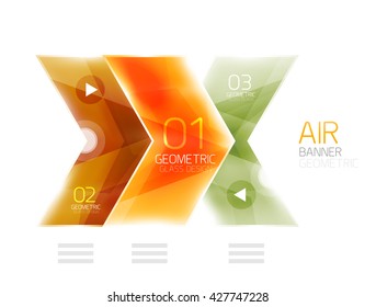 Colorful glossy arrow web box. Vector abstract templates