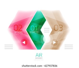 Colorful glossy arrow web box. Vector abstract templates