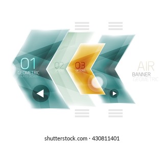 Colorful glossy arrow web box. Vector abstract templates