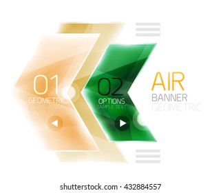Colorful glossy arrow web box. Vector abstract templates