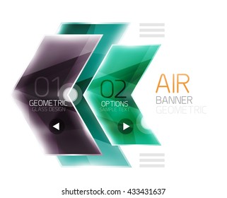 Colorful glossy arrow web box. Vector abstract templates