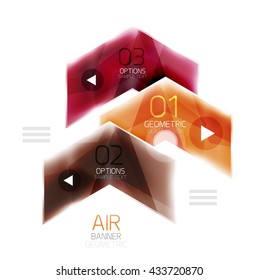 Colorful glossy arrow web box. Vector abstract templates