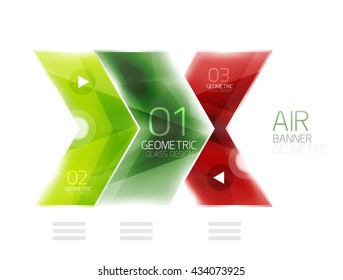 Colorful glossy arrow web box. Vector abstract templates