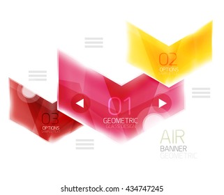 Colorful glossy arrow web box. Vector abstract templates