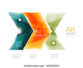 Colorful glossy arrow web box. Vector abstract templates