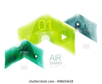 Colorful glossy arrow web box. Vector abstract templates