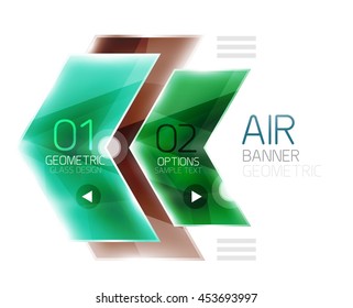 Colorful glossy arrow web box. Vector abstract templates