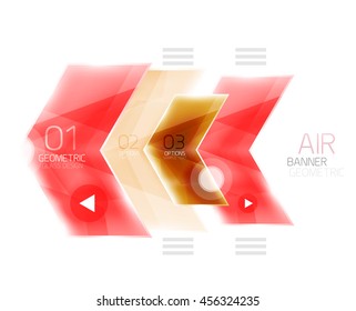 Colorful glossy arrow web box. Vector abstract templates