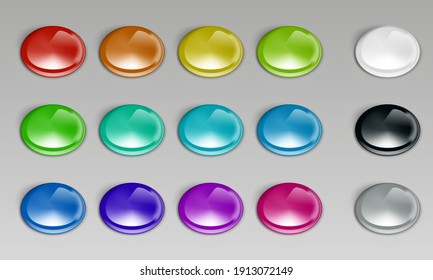 Colorful Glossy Badge Or Button Set For Branding Or Presentation. EPS10 Vector