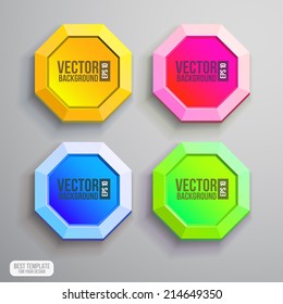 Farbiges, glänzendes Badge Set. Vektorbild-Vorlage