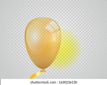 Colorful glossy balloon on transparent background. Realistic green helium, flying ballon for your design and business, celebration party, anniversary, birthday decorations. Vector Illustration. EPS10.