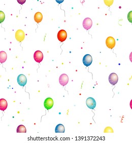 Colorful glossy balloons seamless pattern