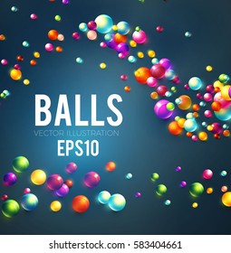 Colorful Glossy Balls Background. Falling Spheres. Abstract Candies. Vector illustration